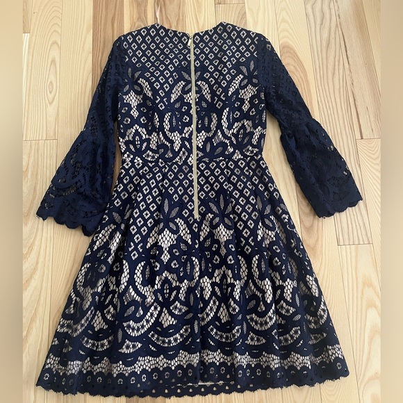 Eliza J Navy Lace Dress with Bell Sleeves - Picture 2 of 4